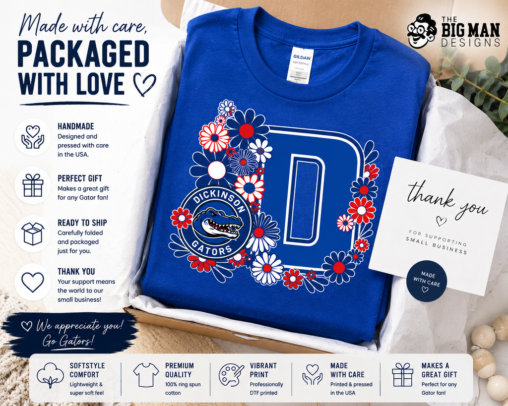 Dickinson Gators Floral D Spirit Shirt | Dickinson ISD Spirit Wear