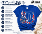 8 Dickinson Gators Floral D Spirit Shirt | Dickinson ISD Spirit Wear