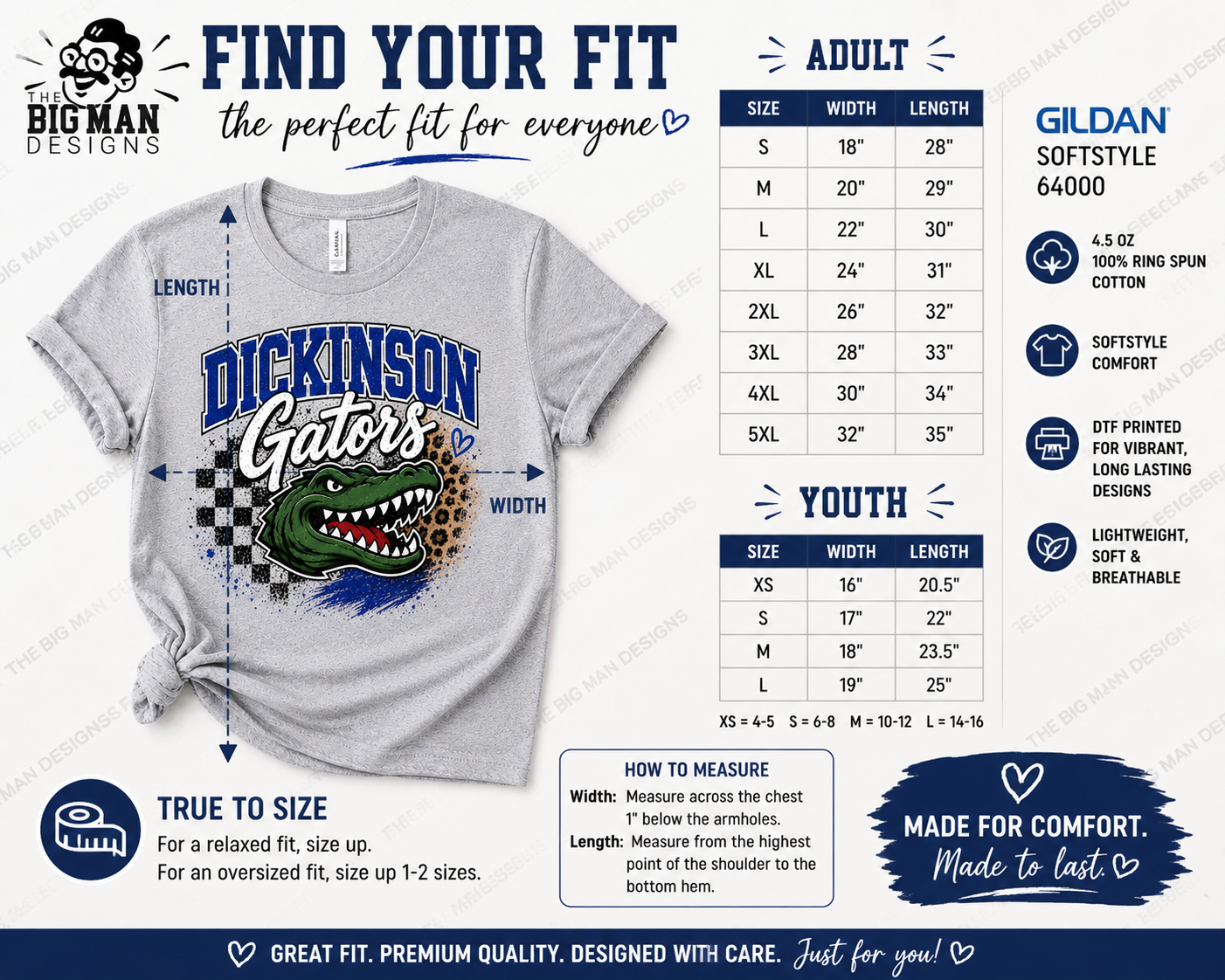 Dickinson Gators Checkered Leopard Spirit Shirt | Dickinson ISD Spirit Wear