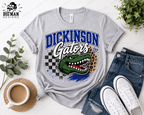 9 Dickinson Gators Checkered Leopard Spirit Shirt | Dickinson ISD Spirit Wear