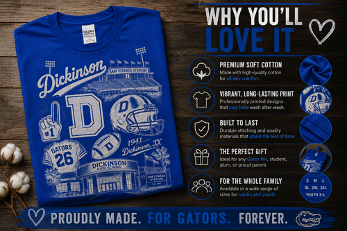 10 Dickinson Gators Vintage Stadium Spirit Shirt | Dickinson ISD Spirit Wear