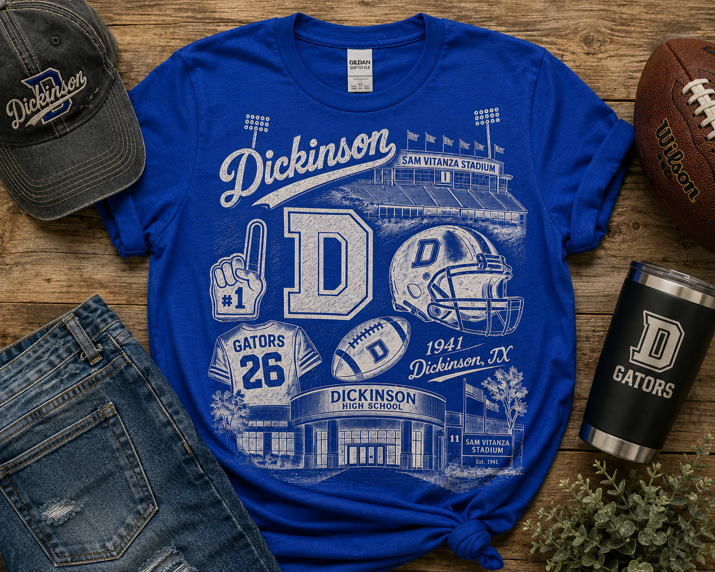 Dickinson Gators Vintage Stadium Spirit Shirt | Dickinson ISD Spirit Wear
