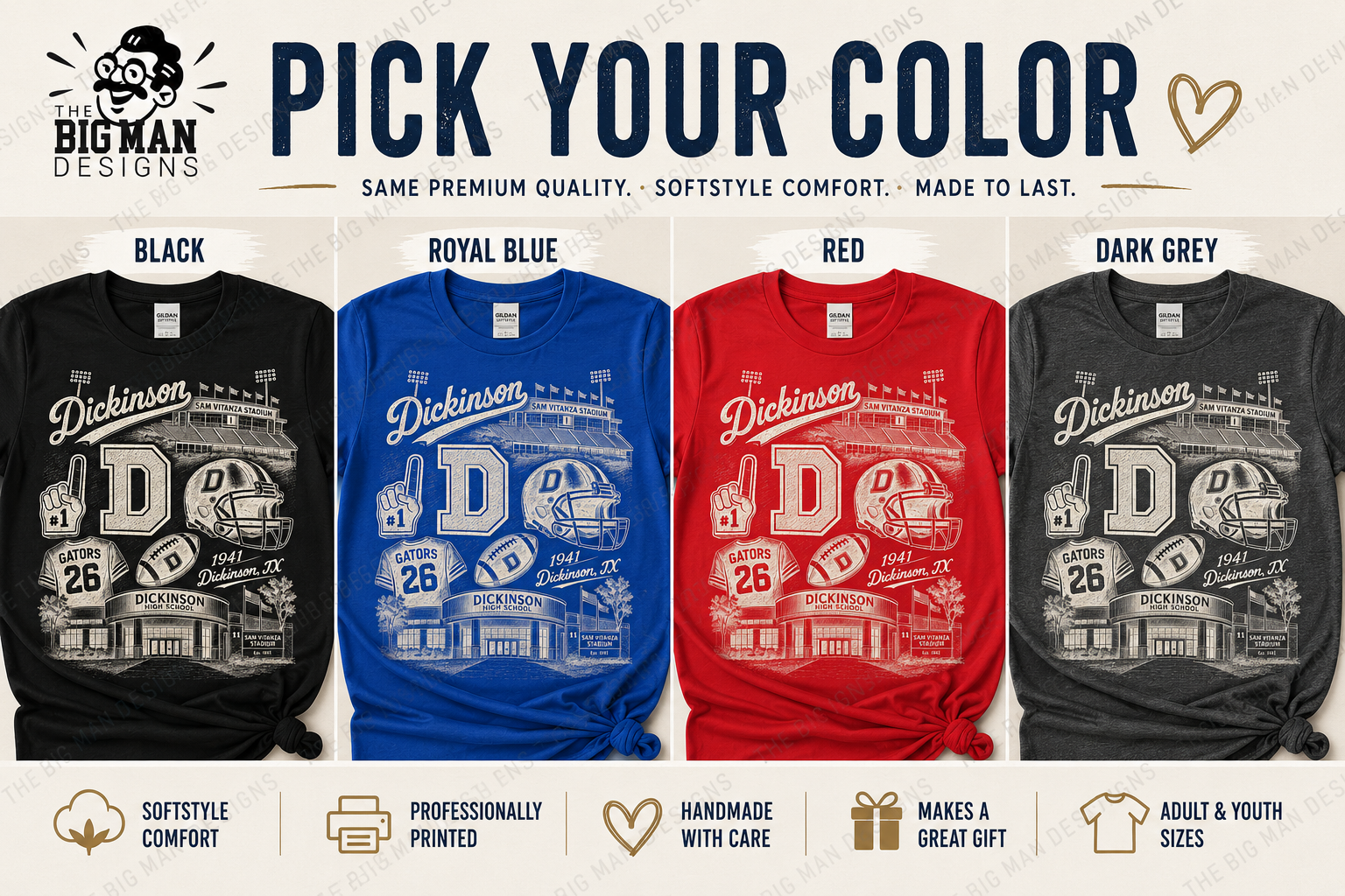 Dickinson Gators Vintage Stadium Spirit Shirt | Dickinson ISD Spirit Wear