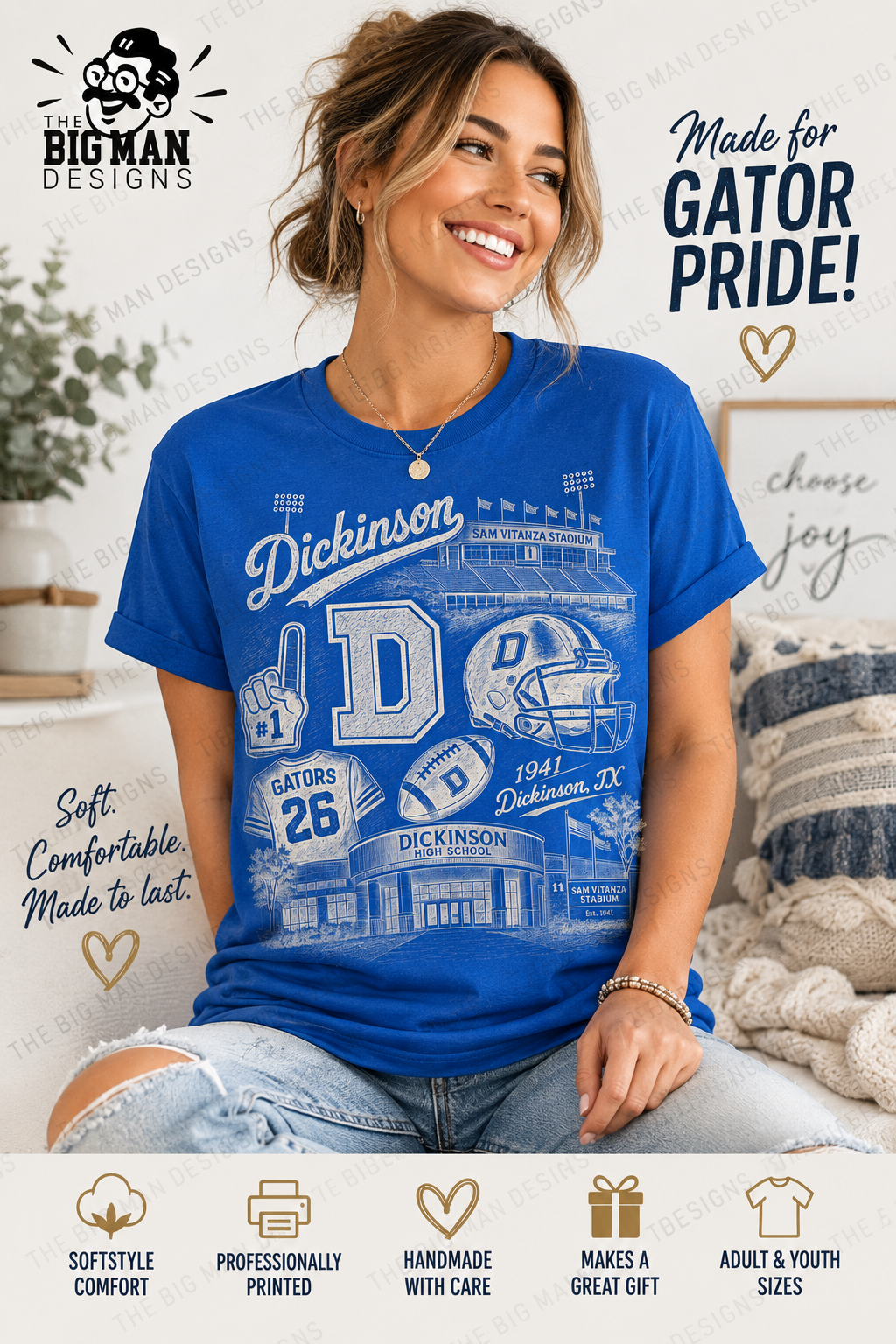 Dickinson Gators Vintage Stadium Spirit Shirt | Dickinson ISD Spirit Wear