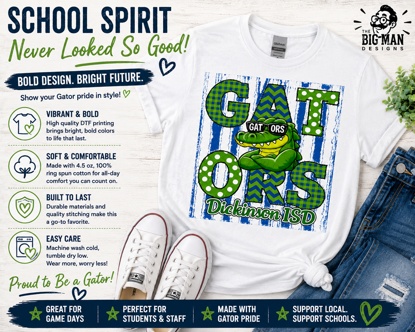 11 Dickinson Gators Block Letter Spirit Shirt | Dickinson ISD Spirit Wear