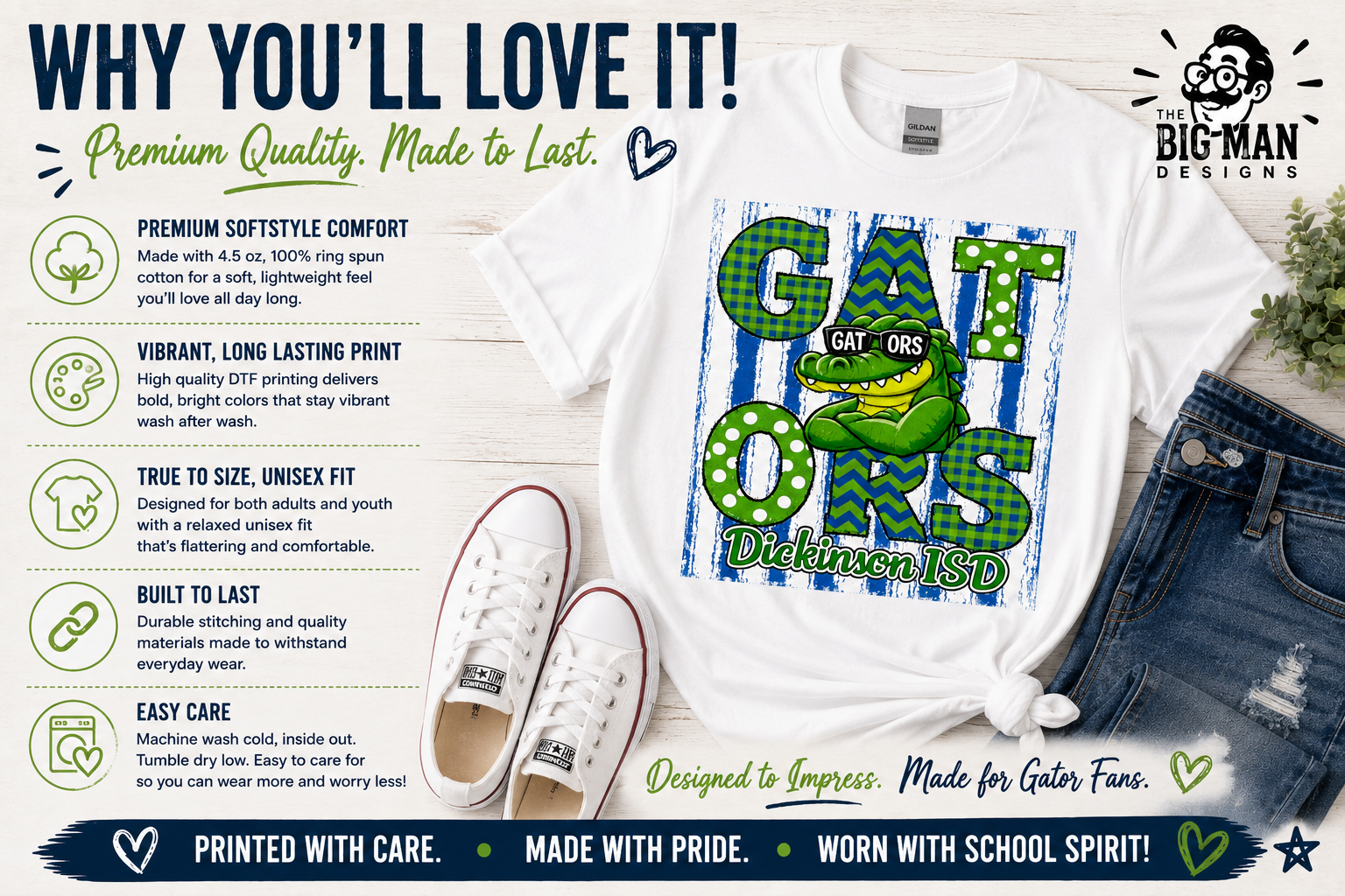 11 Dickinson Gators Block Letter Spirit Shirt | Dickinson ISD Spirit Wear