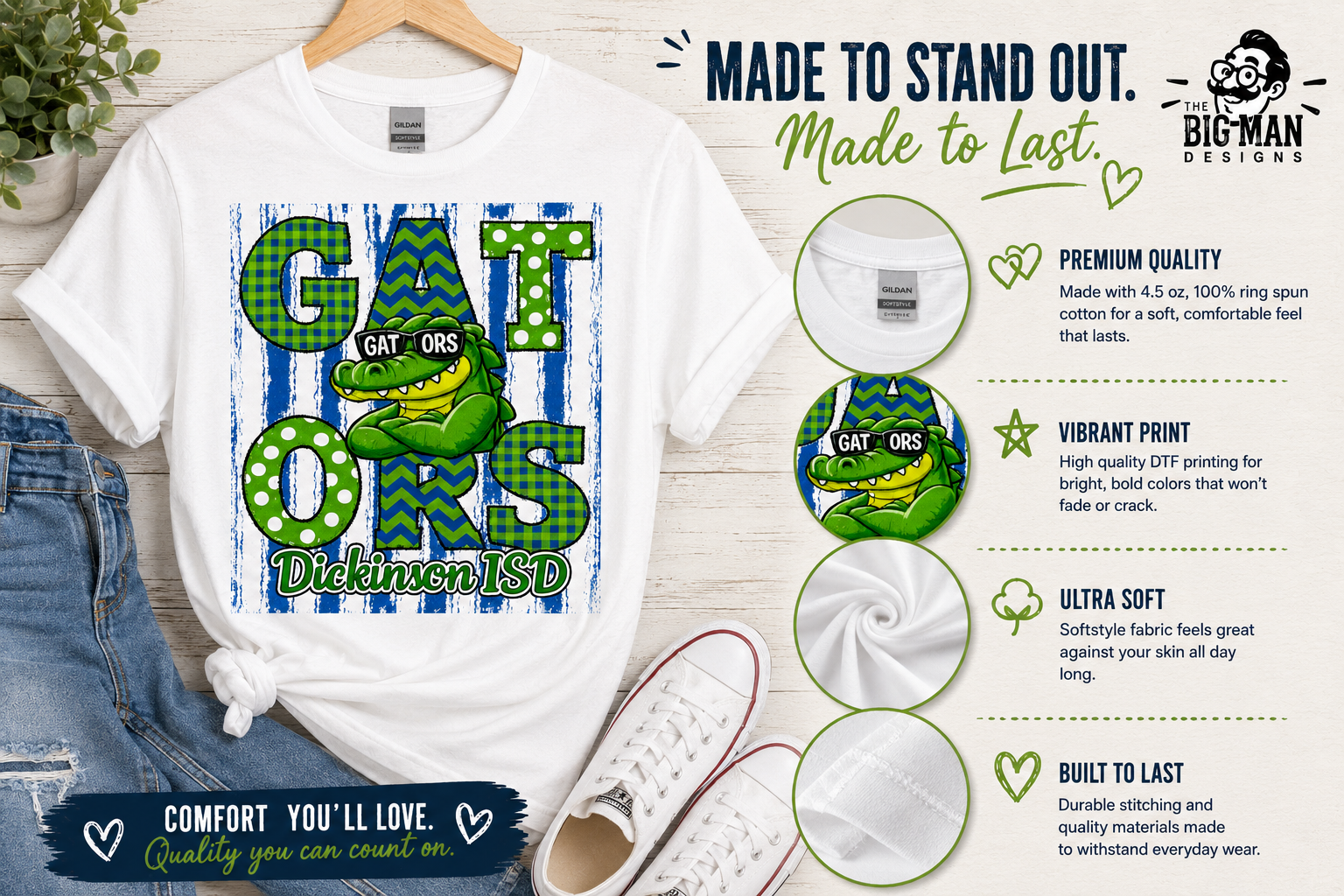 11 Dickinson Gators Block Letter Spirit Shirt | Dickinson ISD Spirit Wear