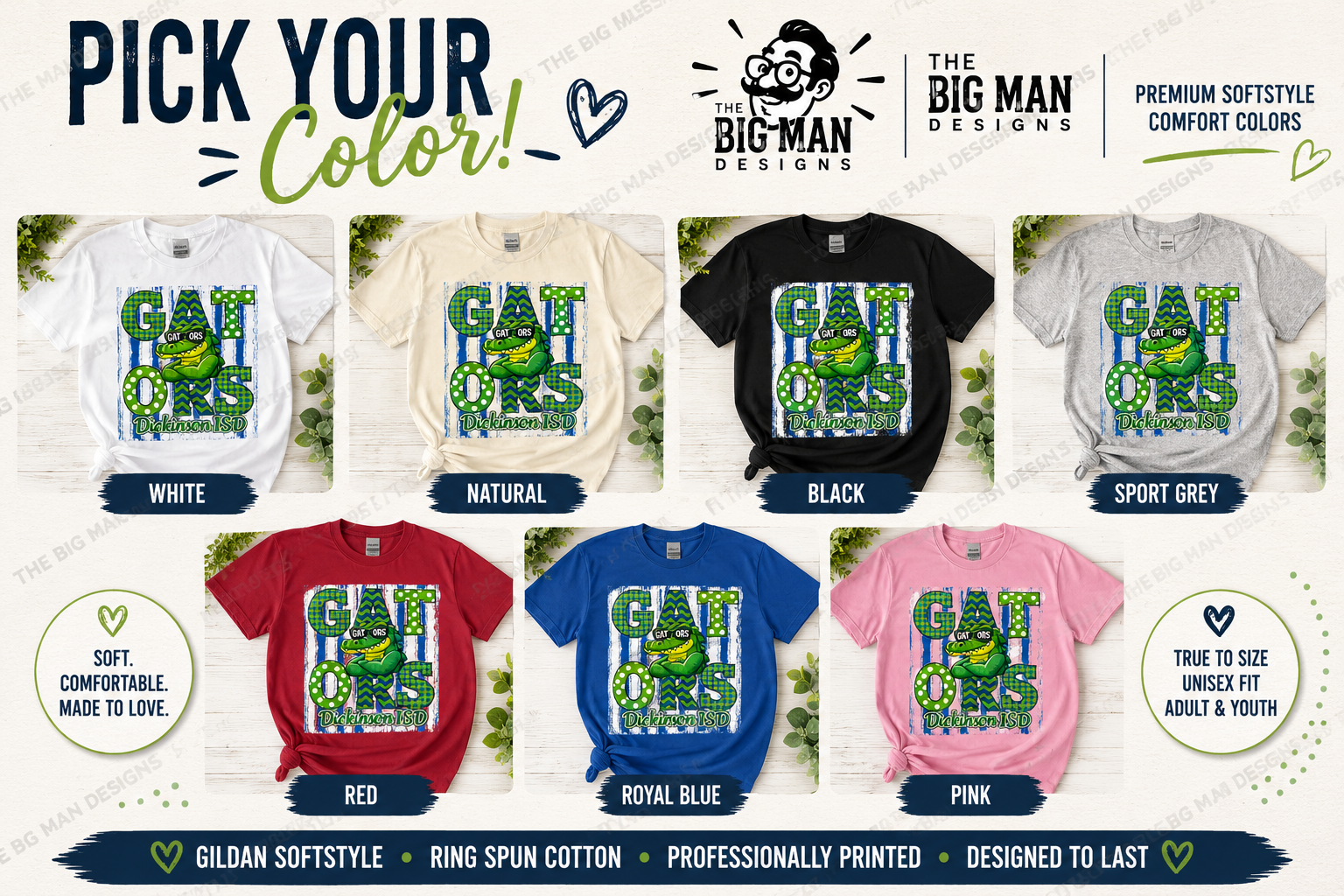 11 Dickinson Gators Block Letter Spirit Shirt | Dickinson ISD Spirit Wear