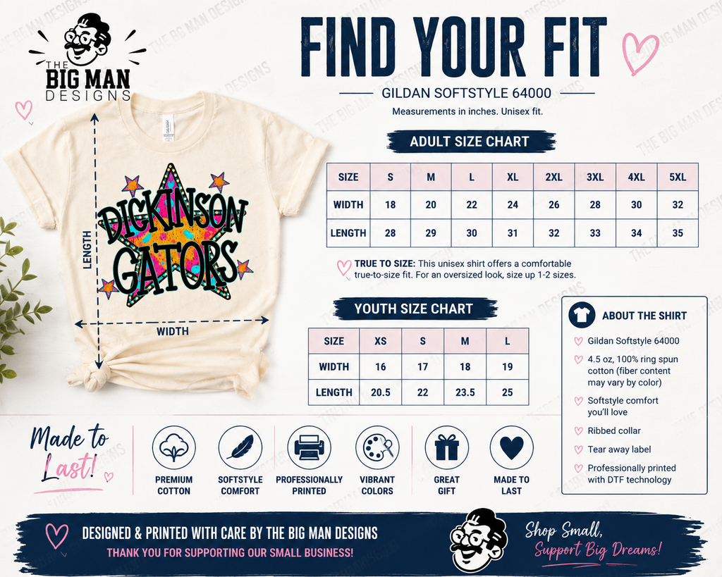 13 Dickinson Gators Star Burst Spirit Shirt | Dickinson ISD Spirit Shirt