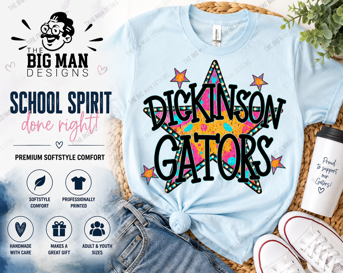 13 Dickinson Gators Star Burst Spirit Shirt | Dickinson ISD Spirit Shirt