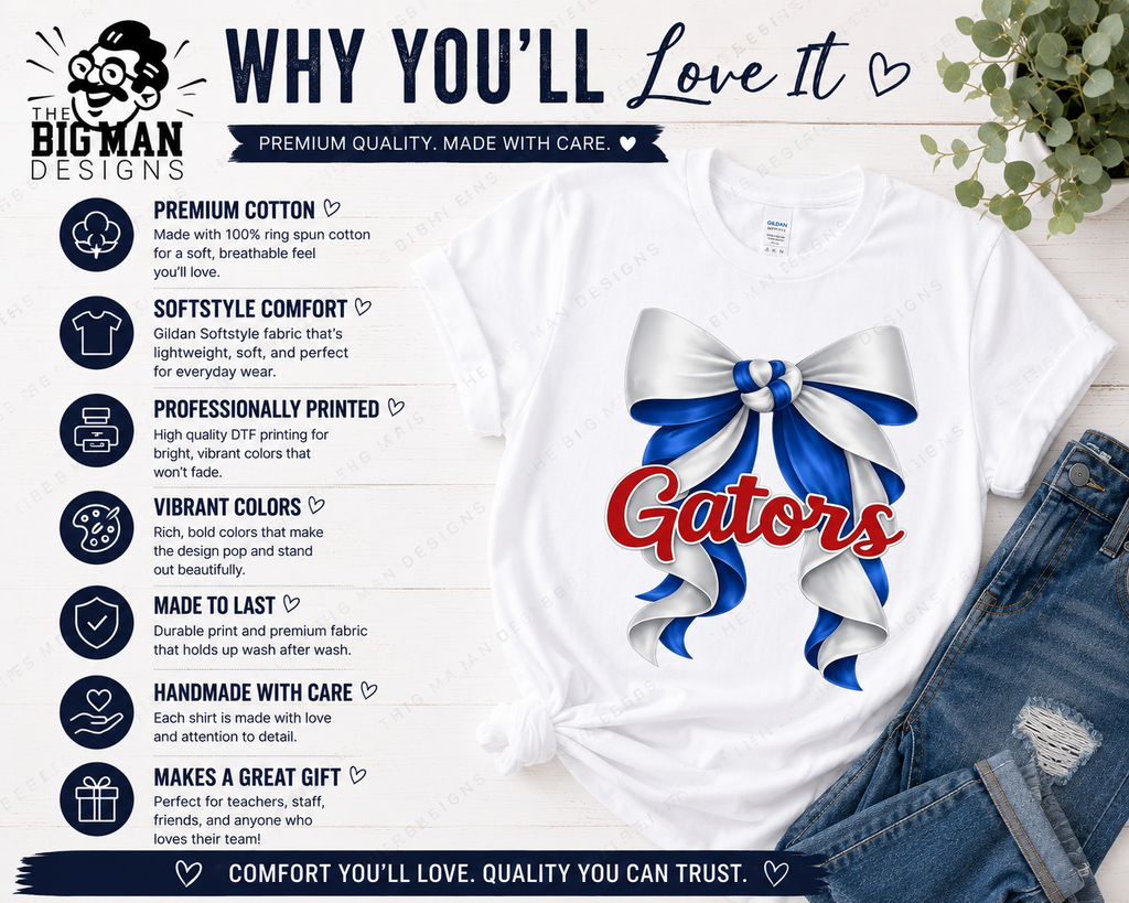 16 Dickinson Gators Bow Spirit Shirt | School Spirit Tee
