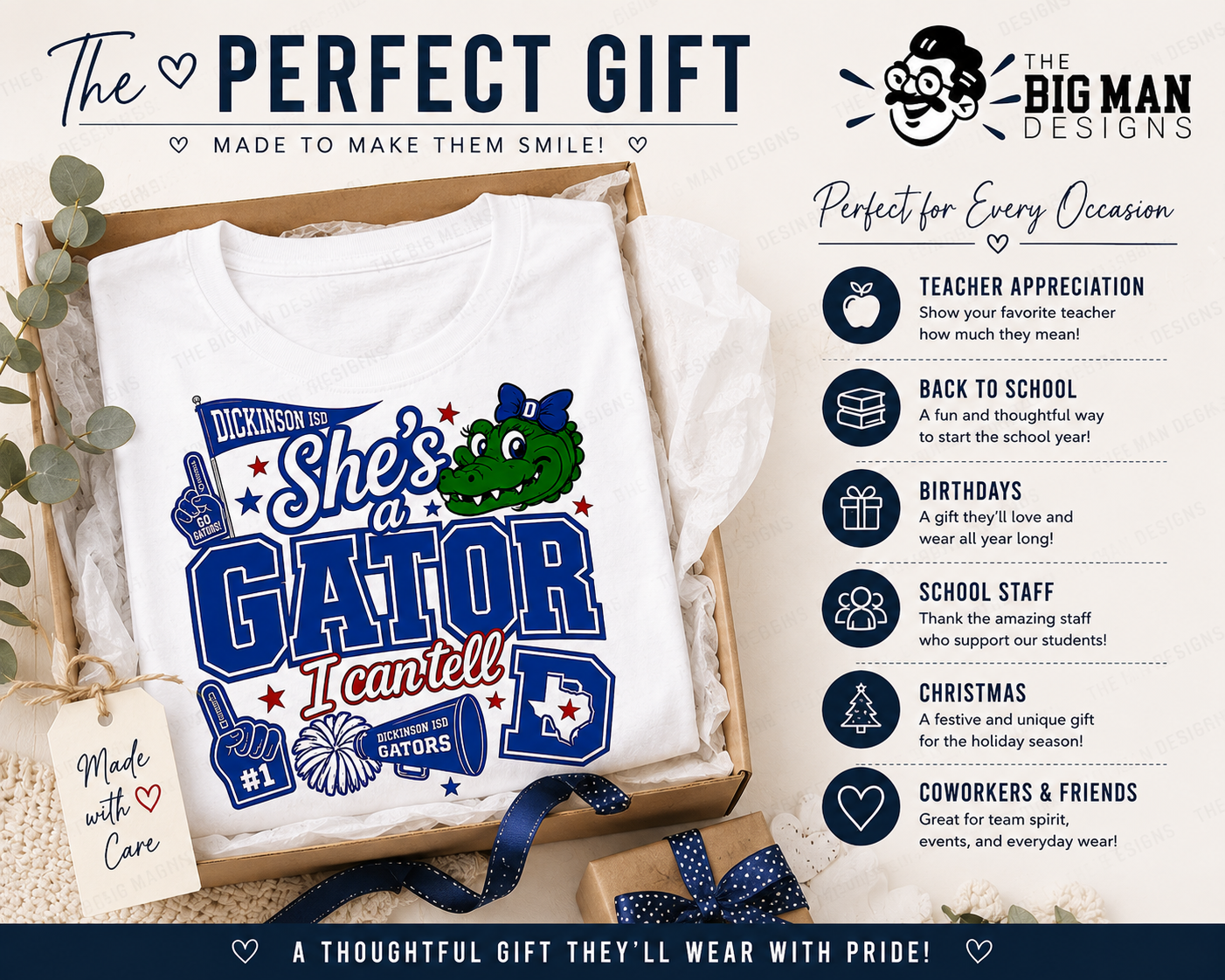 17 She's a Gator I Can Tell | Dickinson ISD Spirit Shirt