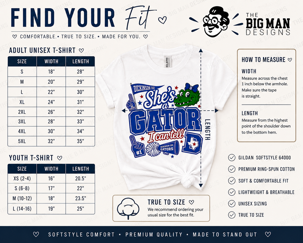 17 She's a Gator I Can Tell | Dickinson ISD Spirit Shirt