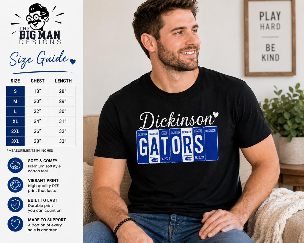 21 Dickinson Gators License Plate T-Shirt | School Spirit Tee