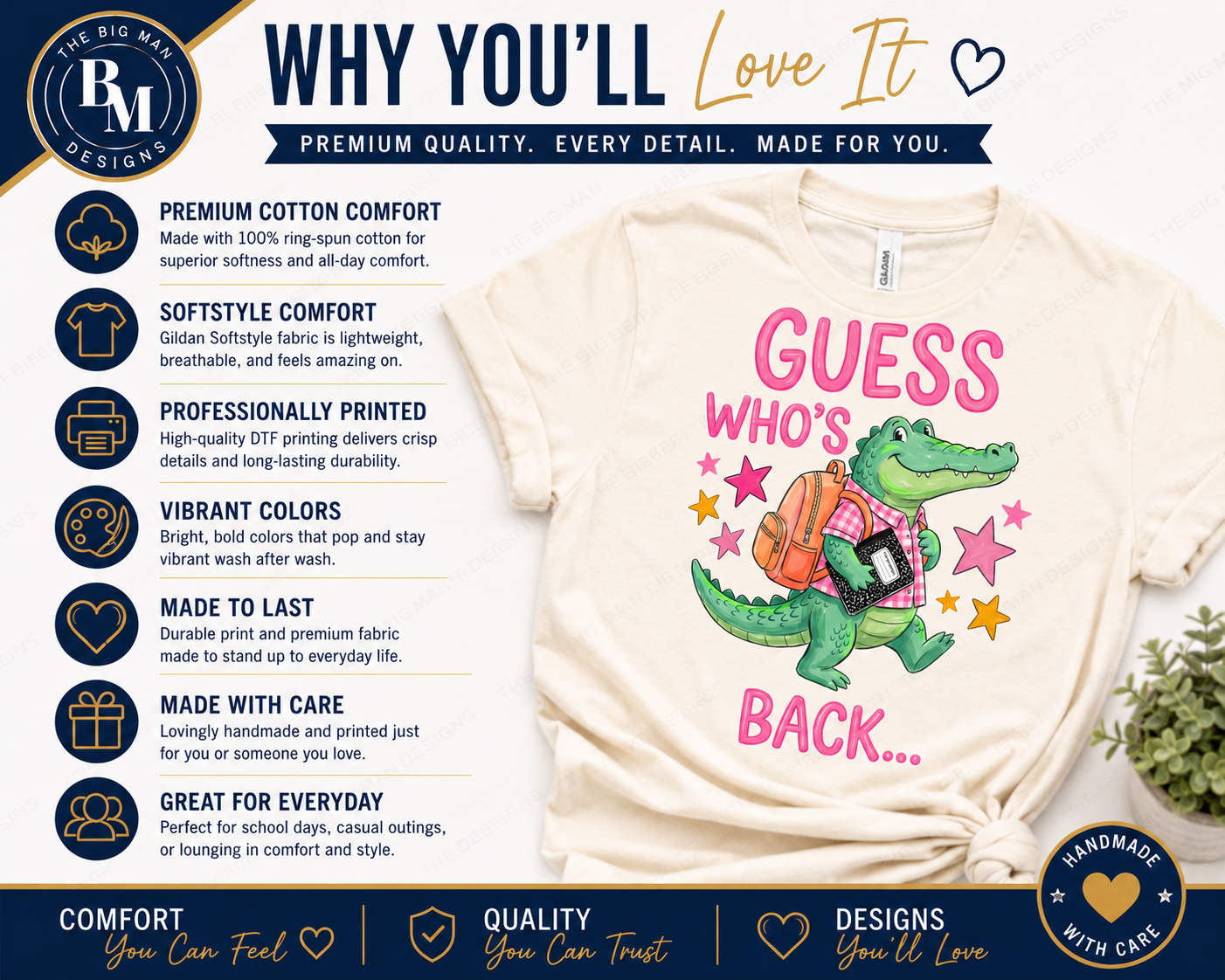 2 Guess Who's Back Dickinson Gators T-Shirt | Front & Back Design