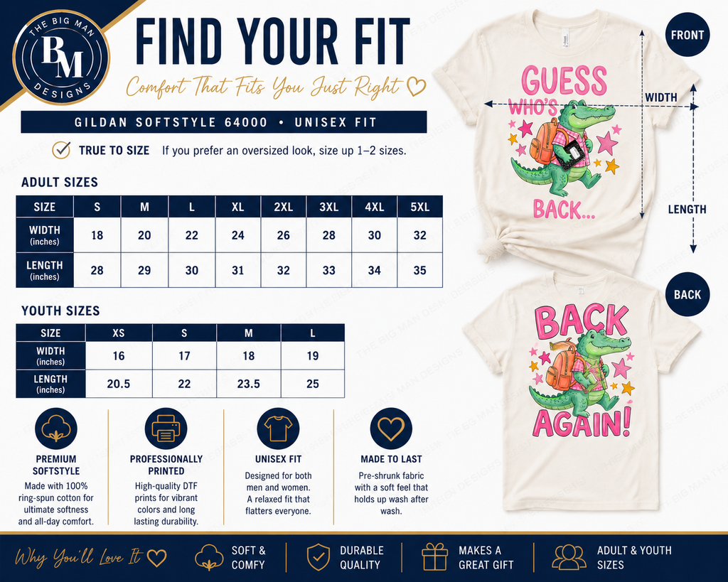 2 Guess Who's Back Dickinson Gators T-Shirt | Front & Back Design