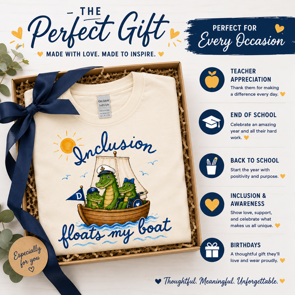 Inclusion Floats My Boat | Dickinson Gators Spirit Tee | Front & Back Design
