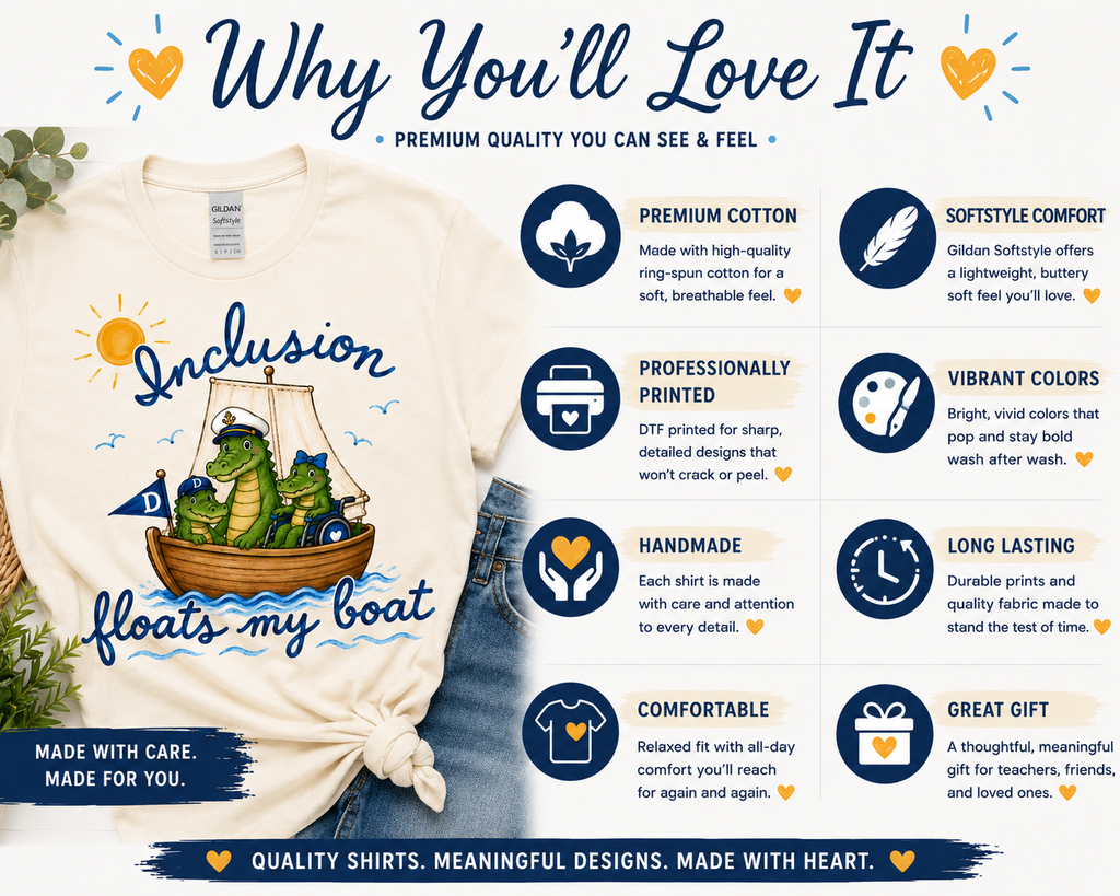 Inclusion Floats My Boat | Dickinson Gators Spirit Tee | Front & Back Design