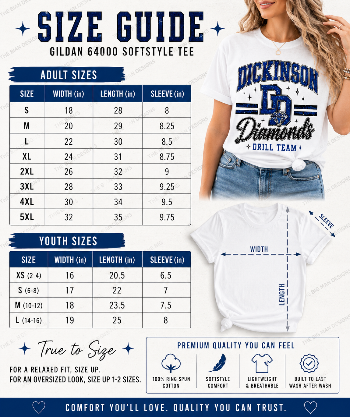 Dickinson Gators | Diamonds Dance Team Shirt 9 | Softstyle Comfort | DTF Printed