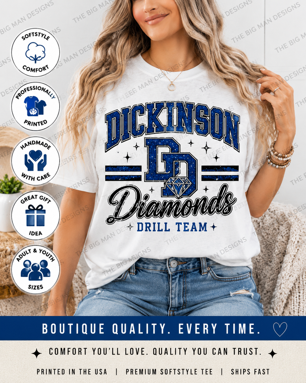 Dickinson Gators | Diamonds Dance Team Shirt 9 | Softstyle Comfort | DTF Printed