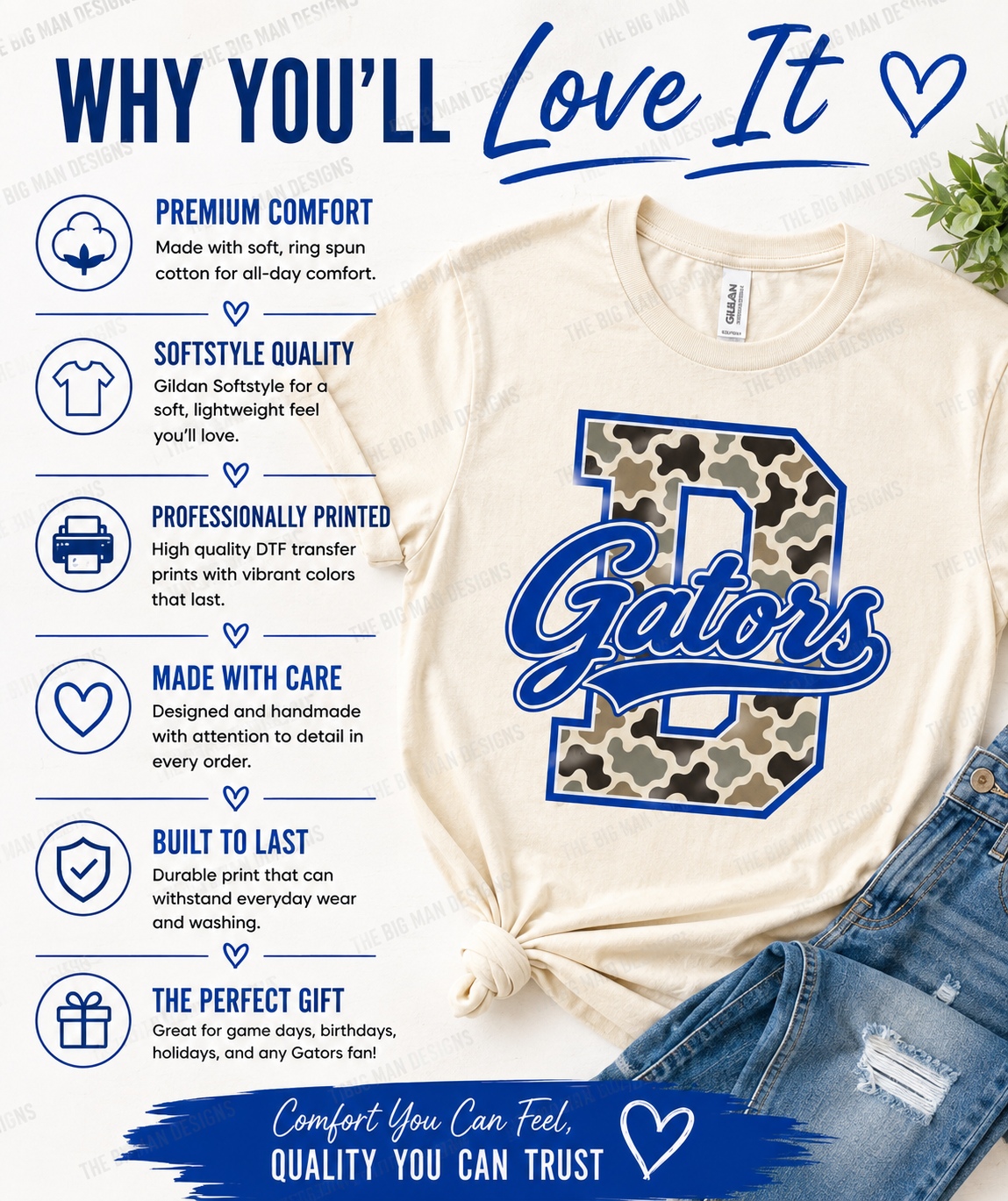 Gators Camo Spirit T-Shirt | DTF Printed School Spirit Wear