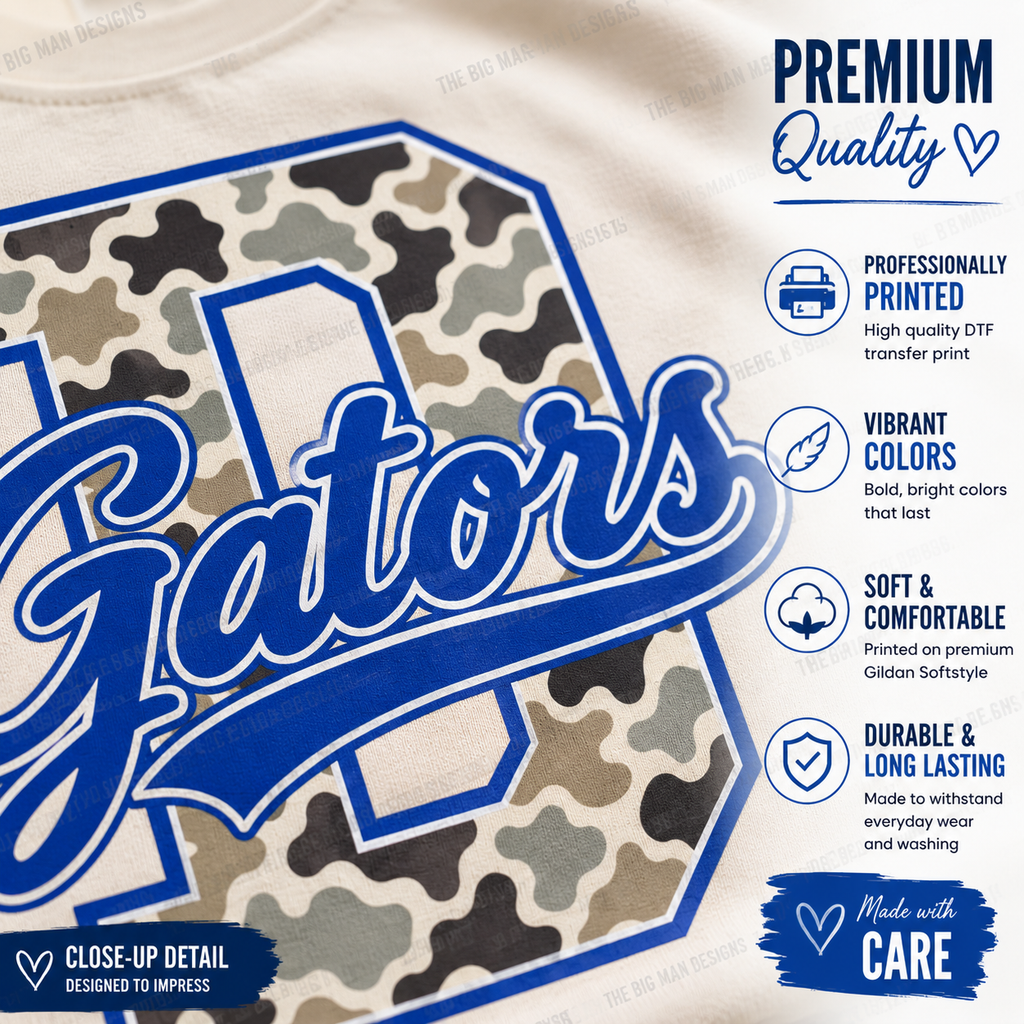 Gators Camo Spirit T-Shirt | DTF Printed School Spirit Wear