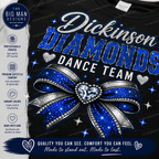 Dickinson Diamonds Dance Team Shirt 2 | Glitter Bow DTF Design | Dance Mom Tee, Sweatshirt & Long Sleeve