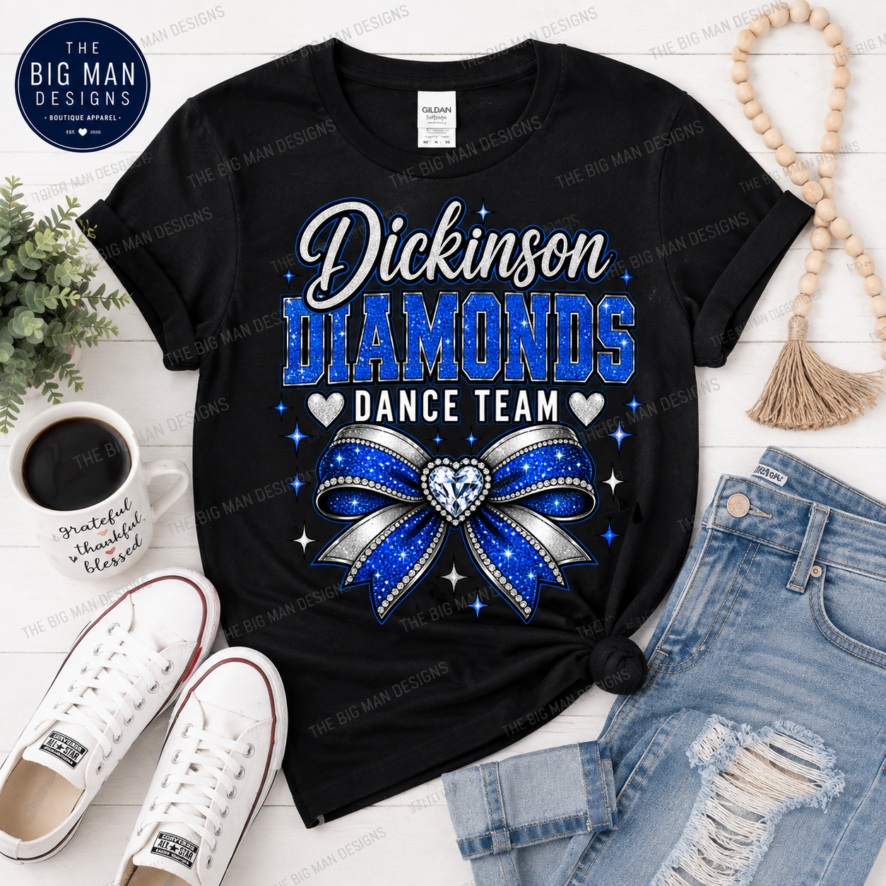 Dickinson Diamonds Dance Team Shirt 2 | Glitter Bow DTF Design | Dance Mom Tee, Sweatshirt & Long Sleeve