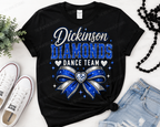 Dickinson Diamonds Dance Team Shirt 2 | Glitter Bow DTF Design | Dance Mom Tee, Sweatshirt & Long Sleeve