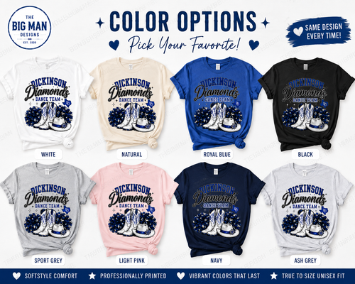 101 Dickinson Diamonds Dance Team Shirt | DTF Printed