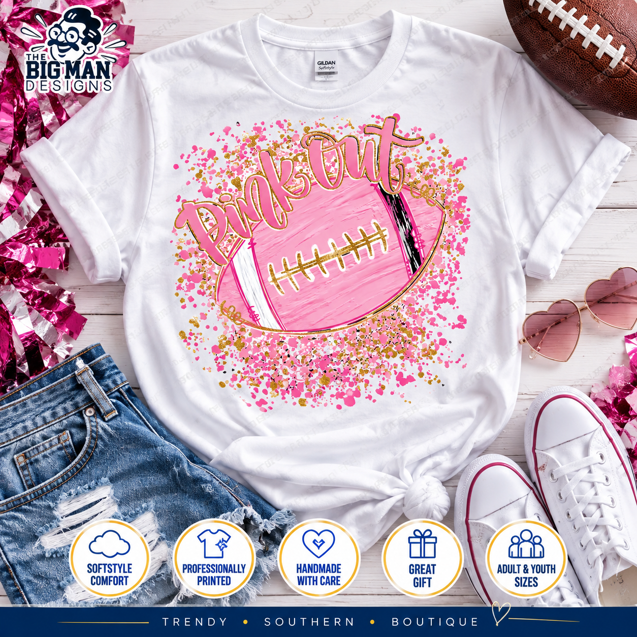 Pink Out Football Shirt | DTF Printed