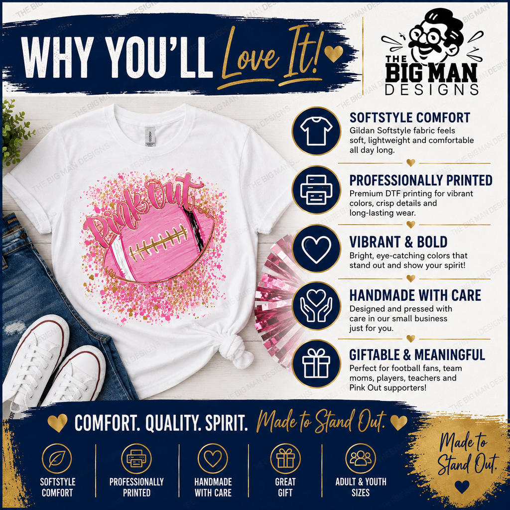 Pink Out Football Shirt | DTF Printed