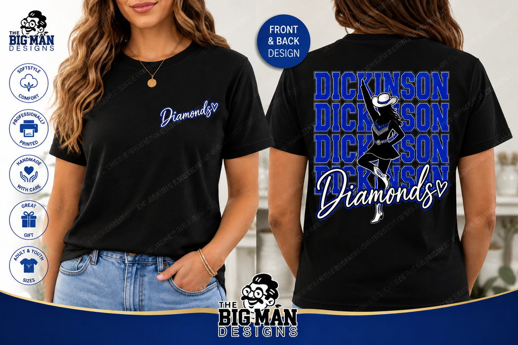 Dickinson Diamonds Drill Team Shirt 7 | Front & Back Design | DTF Printed