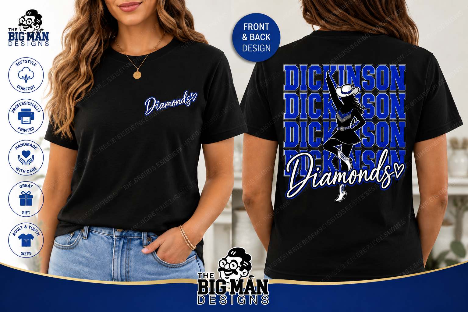 Dickinson Diamonds Drill Team Shirt 7 | Front & Back Design | DTF Printed