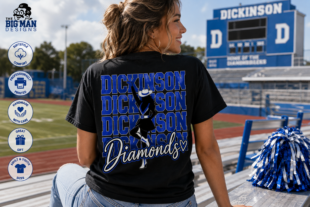 Dickinson Diamonds Drill Team Shirt 7 | Front & Back Design | DTF Printed