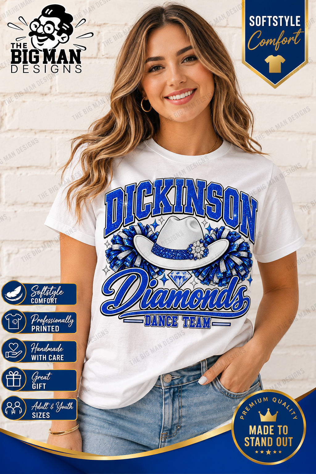 Dickinson Diamonds Dance Team Shirt 6 | Softstyle Comfort | DTF Printed