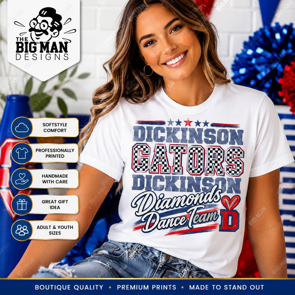 Dickinson Gators | Diamonds Dance Team Shirt 8| Softstyle Comfort | DTF Printed