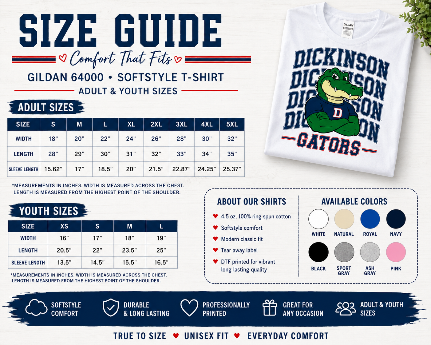 5 Dickinson Gators Spirit Tee | School Spirit T-Shirt