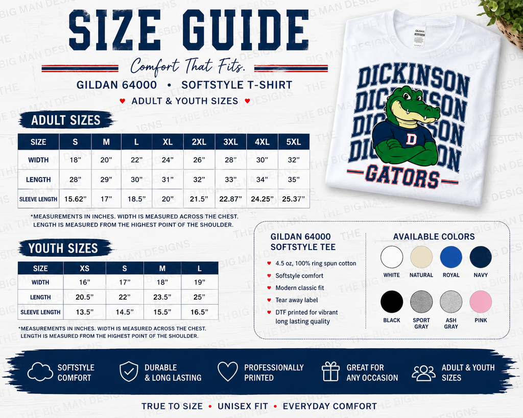 5 Dickinson Gators Spirit Tee | School Spirit T-Shirt