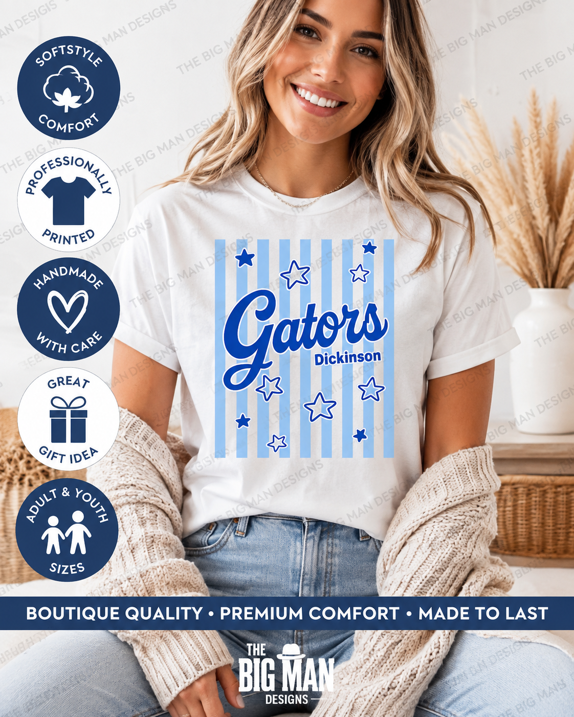 19 Dickinson Gators Stripes & Stars Spirit Tee | School Spirit Shirt