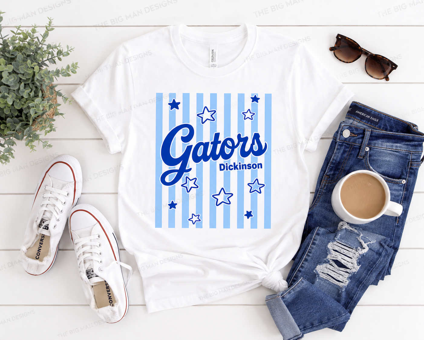 19 Dickinson Gators Stripes & Stars Spirit Tee | School Spirit Shirt