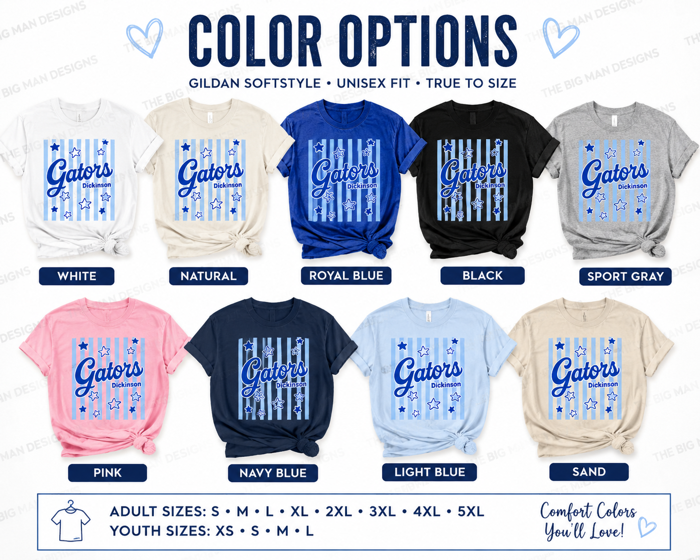 19 Dickinson Gators Stripes & Stars Spirit Tee | School Spirit Shirt