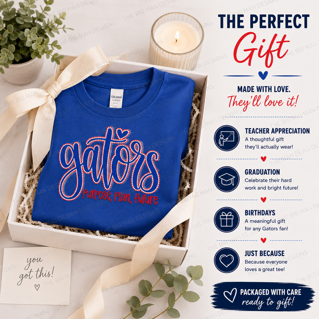 Dickinson Gators Purpose Plan Future spirit shirt in gift box - perfect teacher appreciation graduation or birthday gift