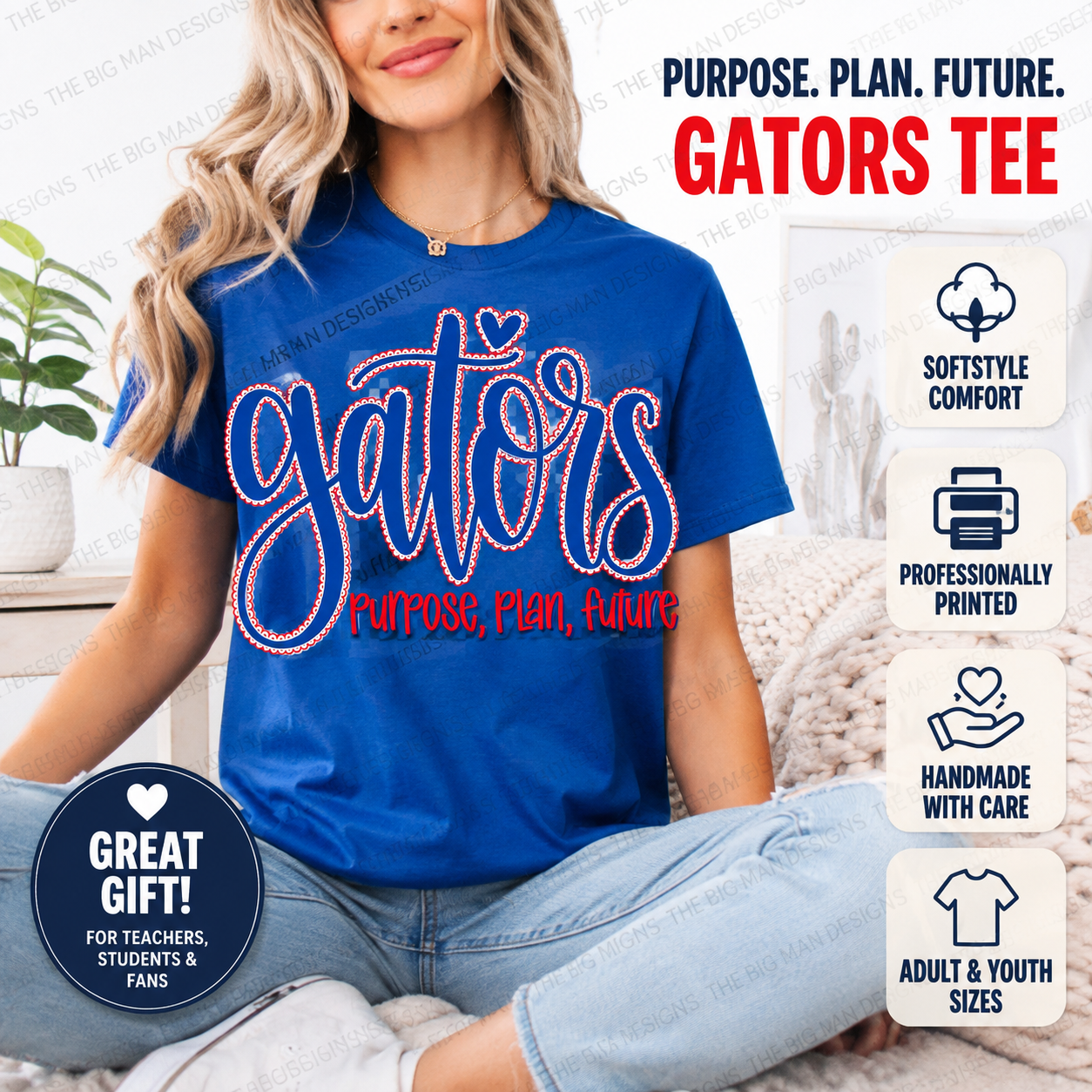 Dickinson Gators Purpose Plan Future t-shirt in royal blue - school spirit shirt for teachers students and Gators fans