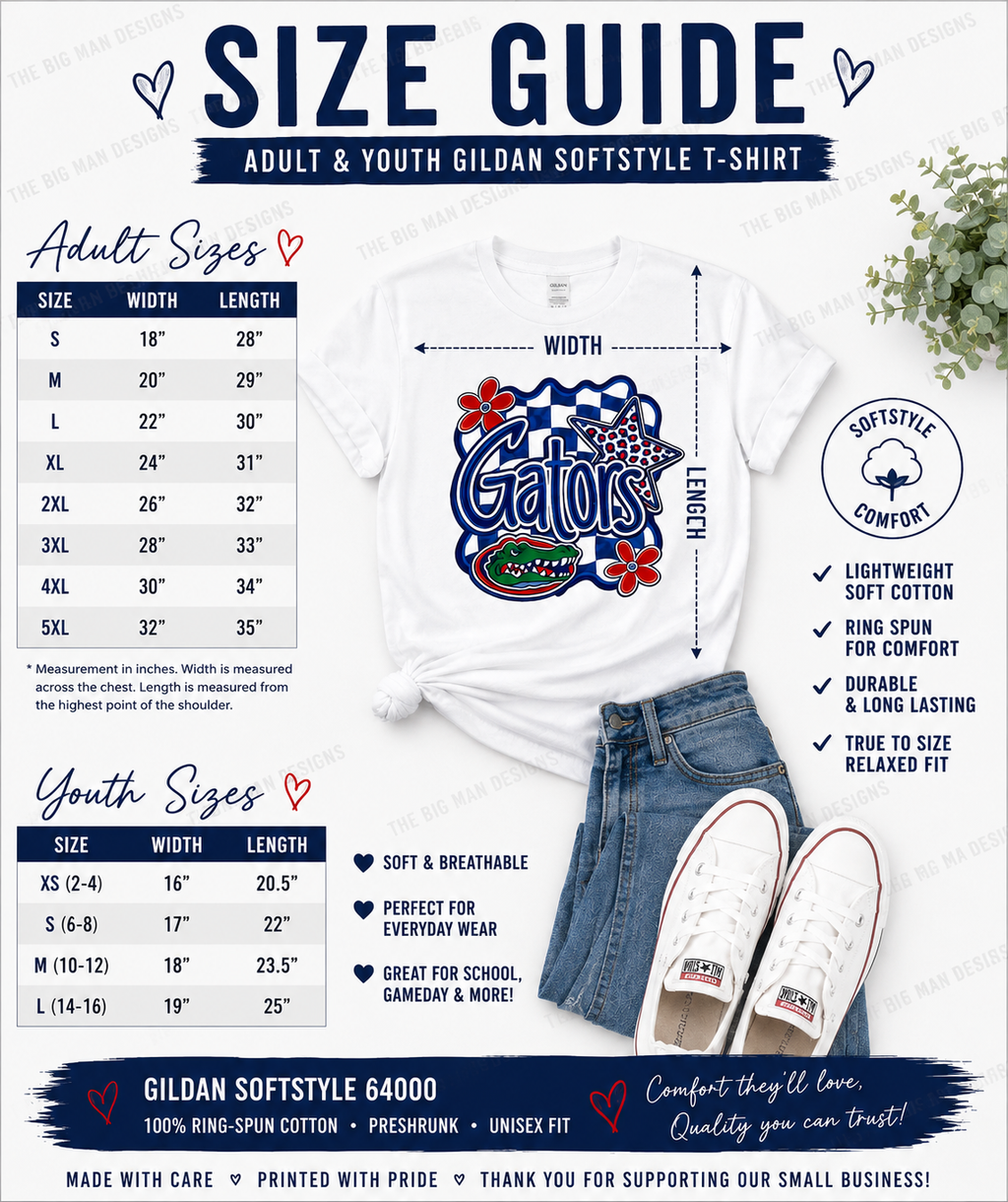 24 Gators Checkerboard Spirit Tee | DTF Printed Shirt