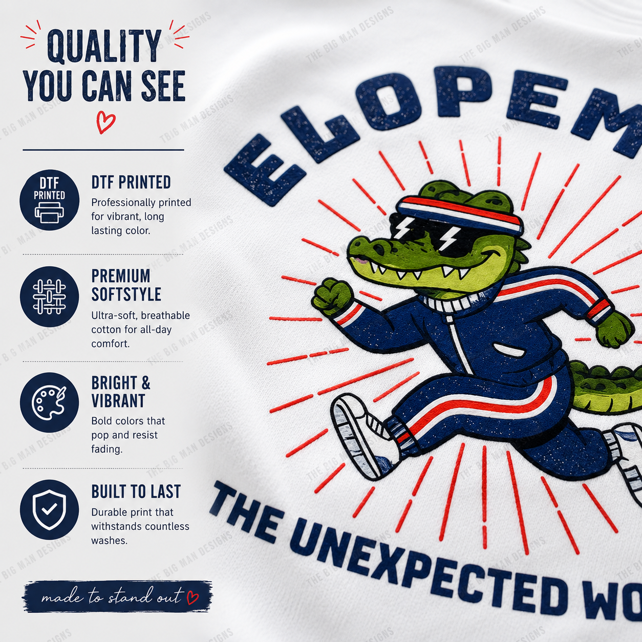 75 Elopement: The Unexpected Workout | Funny Gator Shirt | DTF Printed
