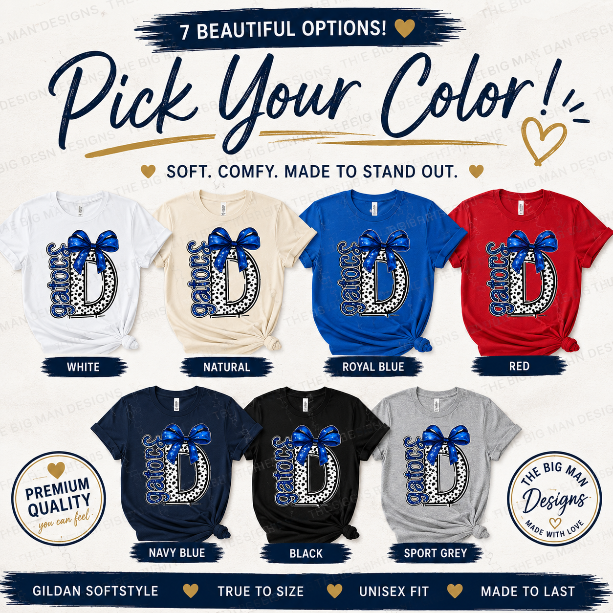 Dickinson Gators "D" Glitter Bow Tee | Youth & Adult Spirit Wear