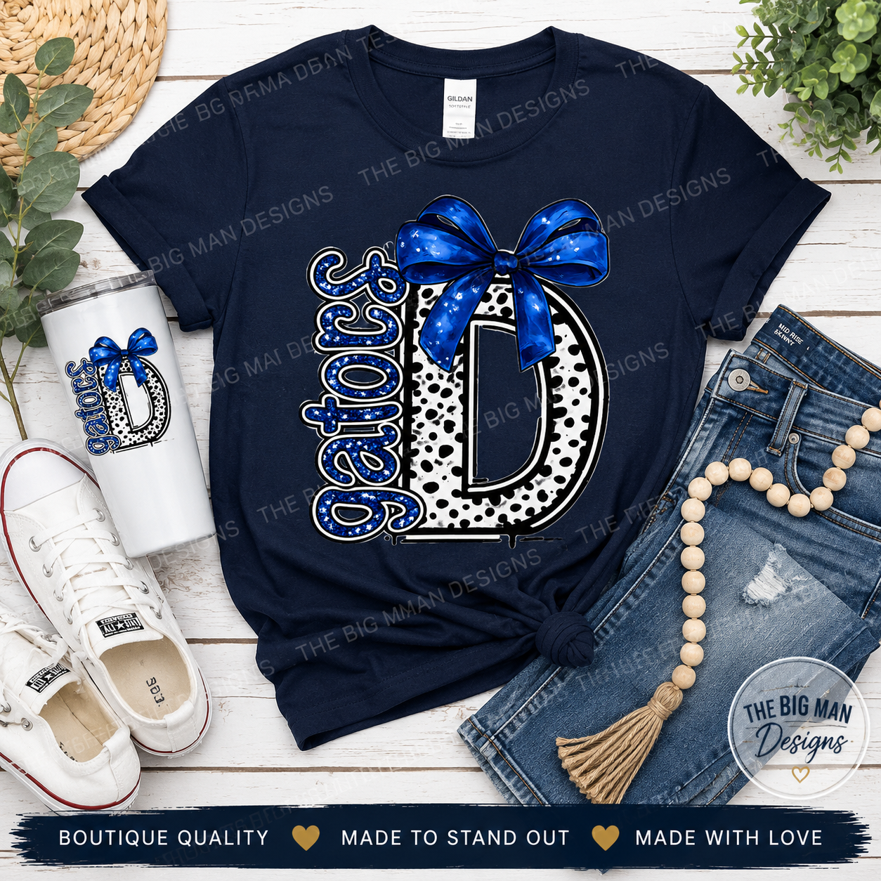 Dickinson Gators "D" Glitter Bow Tee | Youth & Adult Spirit Wear