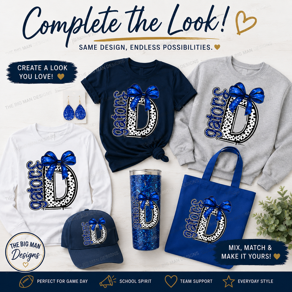 Dickinson Gators "D" Glitter Bow Tee | Youth & Adult Spirit Wear