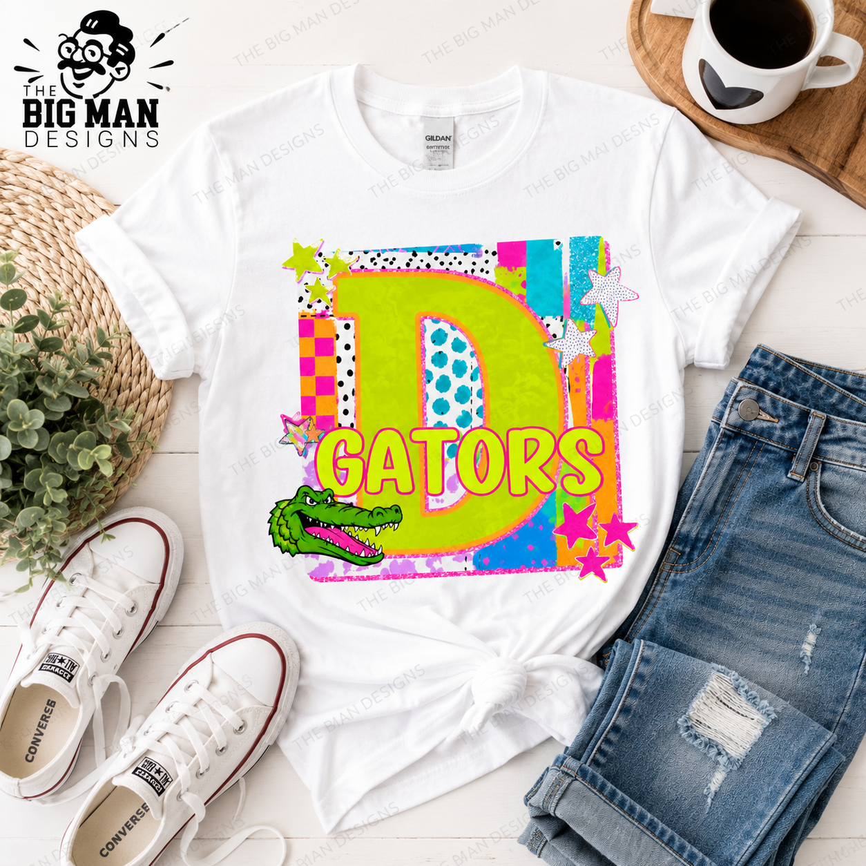 3 Dickinson Gators Neon Collage D Spirit Shirt | Dickinson ISD Spirit Wear